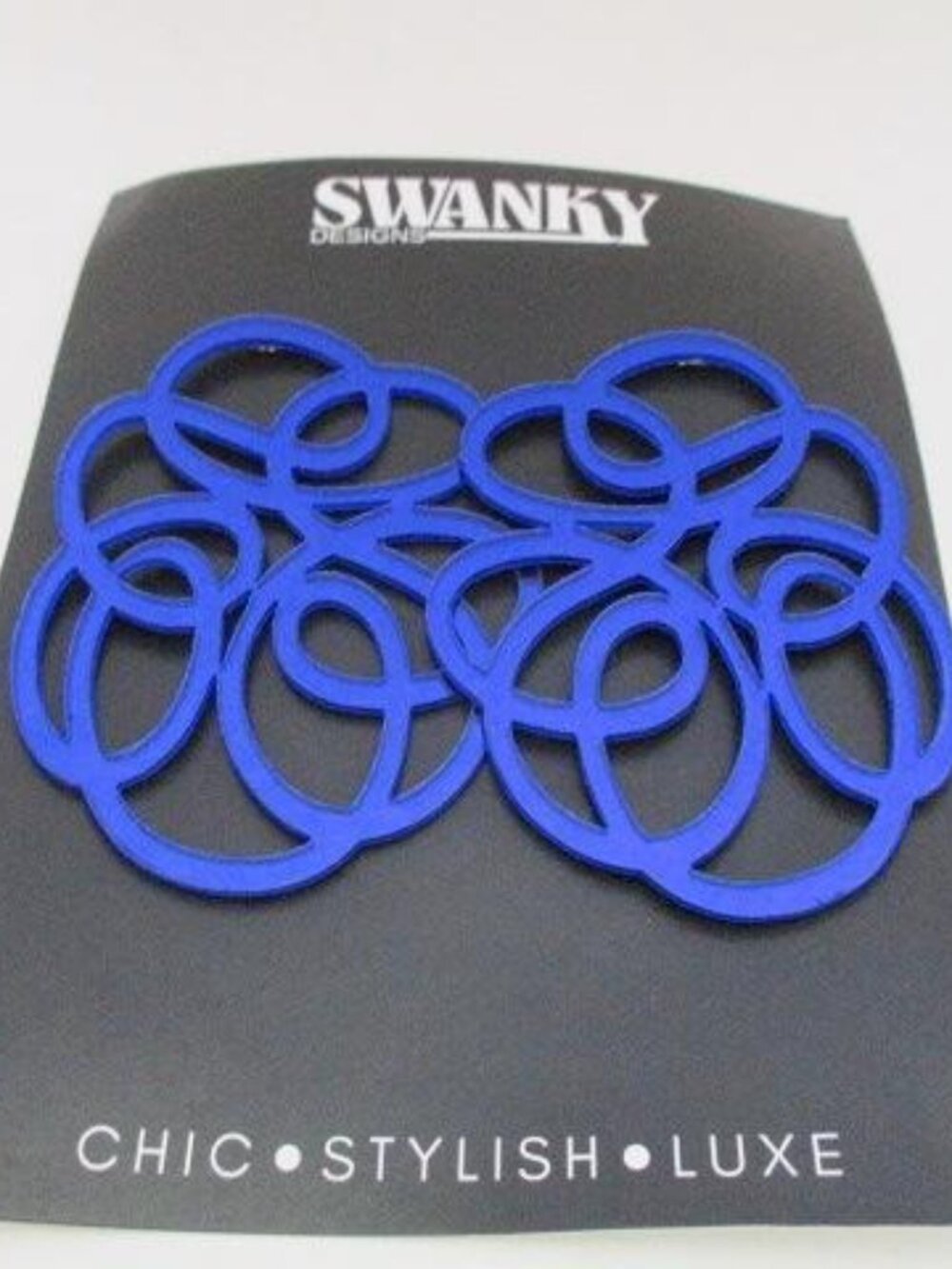 Swanky Designs Blue Geometric Statement Earrings NEW